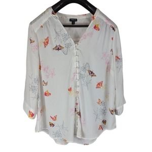 Torrid Georgette Butterfly Button Front Tab Sleeves Blouse Plus sz 1 (sz 14-16)